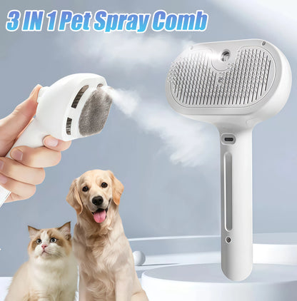 Upgraded 3 In 1 Pet Spray Grooming Comb Steamy Floating Hair Removal Cleaning Steam Brush Styling for Dogs Cats Accessories